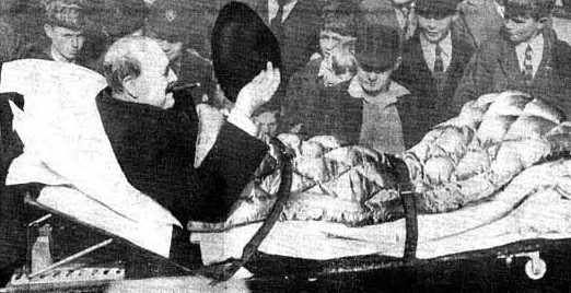 Churchill with cigar in hospital